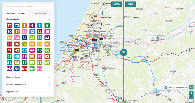 Capture d'écran de la carte interactive
